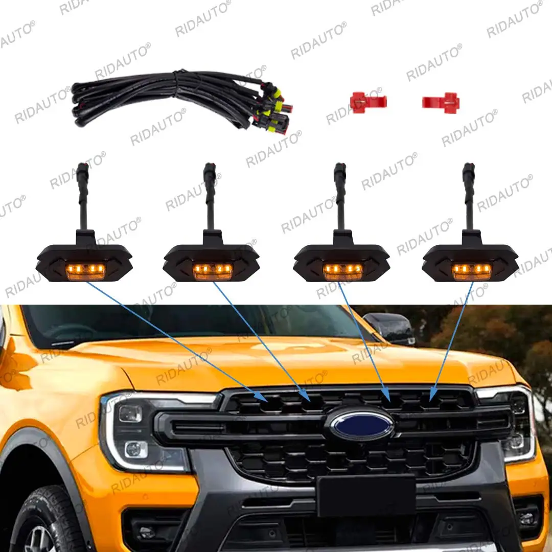 Yellow Raptor Style Lamp Translucent Housing Fit For NEXT GEN FORD RANGER WILDTRAK Upgrades 2023 2024 Amber LED Light