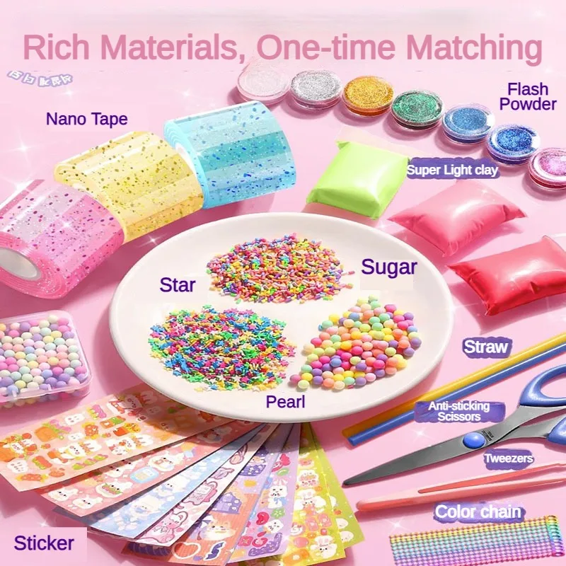 Nano Tape Bubble Set DIY Handmade Toy Set Crystal Mud Pendant Making Accessories Multiple Gameplay Options Cream Adhesive Guka