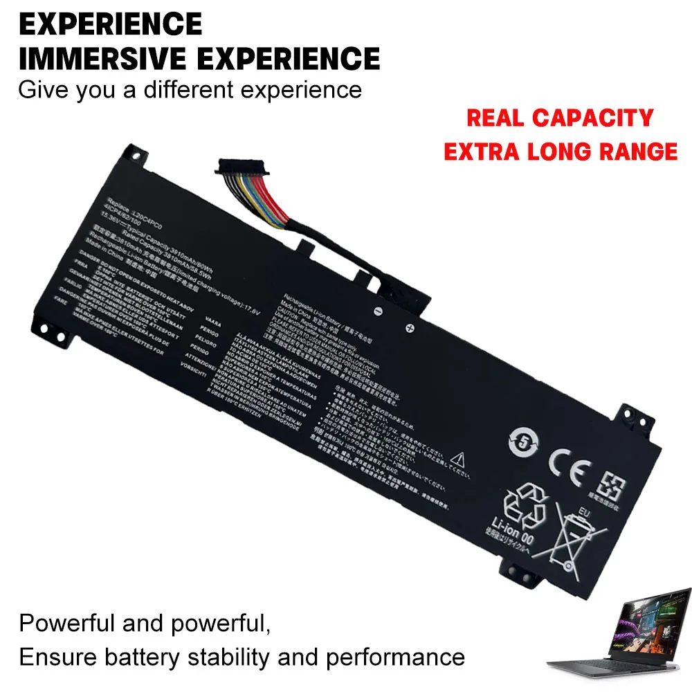 L20C4PC0 L20M4PC0 L20D4PC0 Battery 15.36V 60Wh 3910mAh for Lenovo Legion 5 15ACH6 15IAH7 15ITH6H IdeaPad Gaming 3-15IHU6