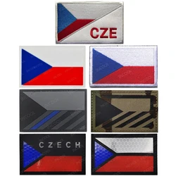 Czech Republic Infrared IR Reflective Embroidered Flag Patches PVC Rubber Blue Line Embroidery Patch For Clothing Cap