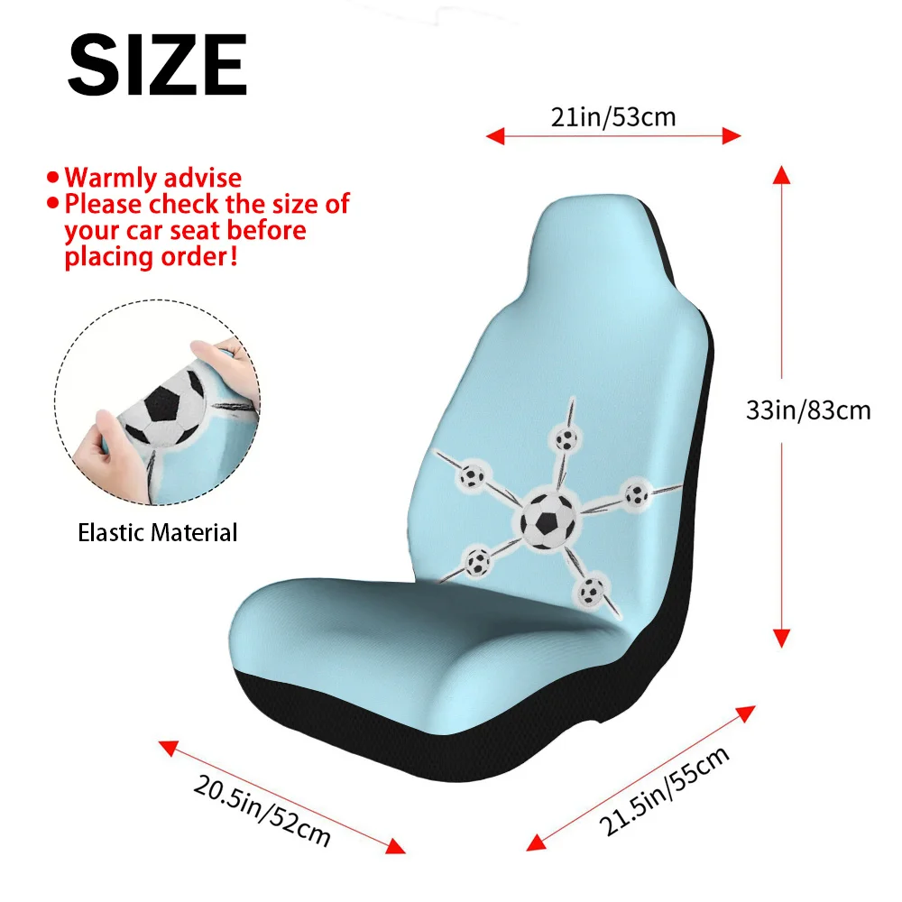 2D Flat Printing, 2pcs Soccer Balls Network Print Car Seat Covers Fit For Most Models, Easyclean Materia, Machine Washable, Eas