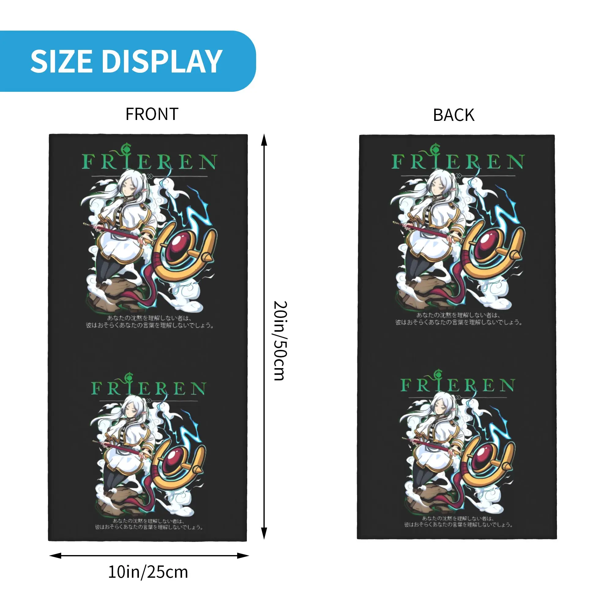 Frierens أنيمي ماج مع الموظفين السحري باندانا الرقبة الجراب للمشي لمسافات طويلة تشغيل التفاف وشاح اليابانية أنيمي مانغا عقال أكثر دفئا #2