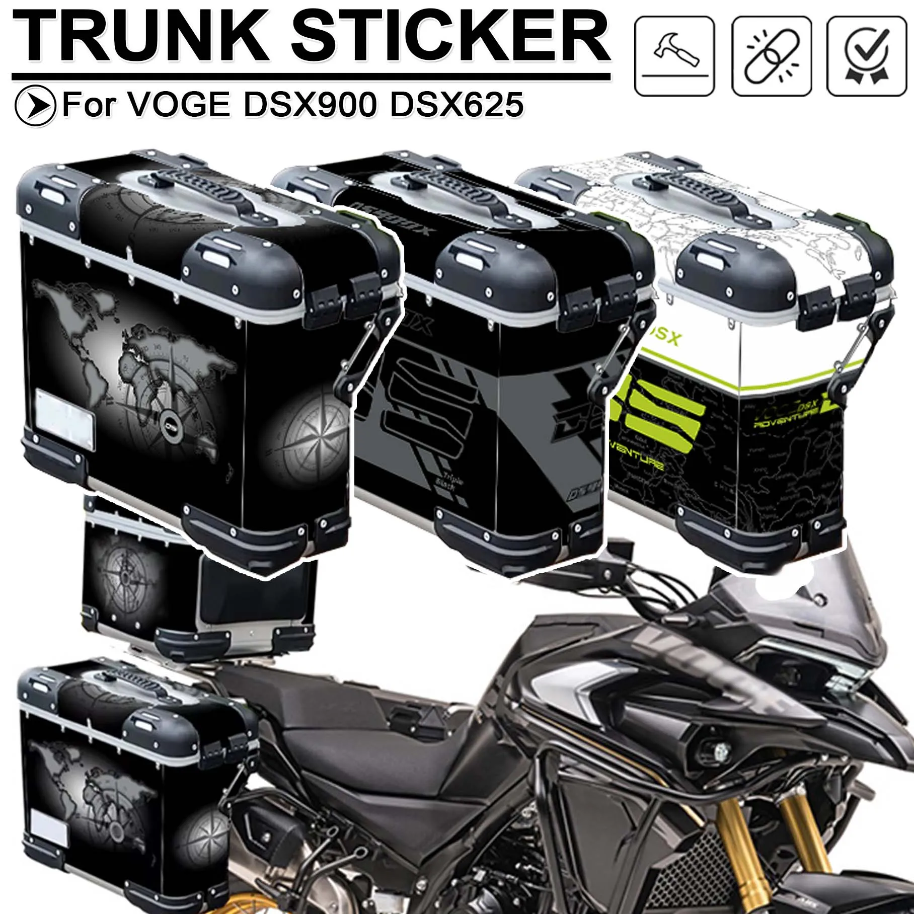 For VOGE DSX900 DSX625 DS900X DS625X Motorcycle Stickers Top Case Panniers Protective Decals Aluminum Luggage Box Decor Sticker