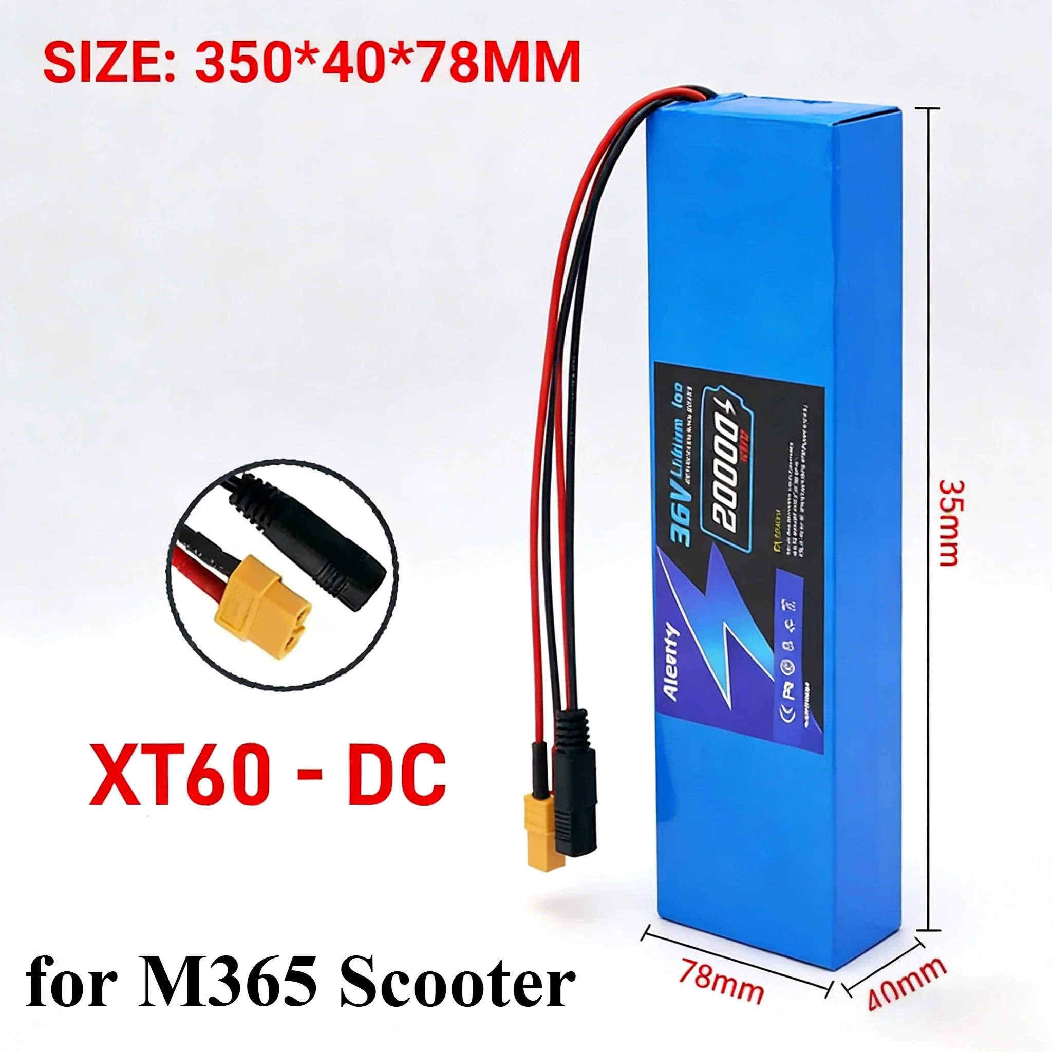 

Aleaivy 36V 42V 10S4P Lithium Battery – 20000mAh High-Power Spare Replacement for M365 350W/500W Scooter Long-Lasting Power