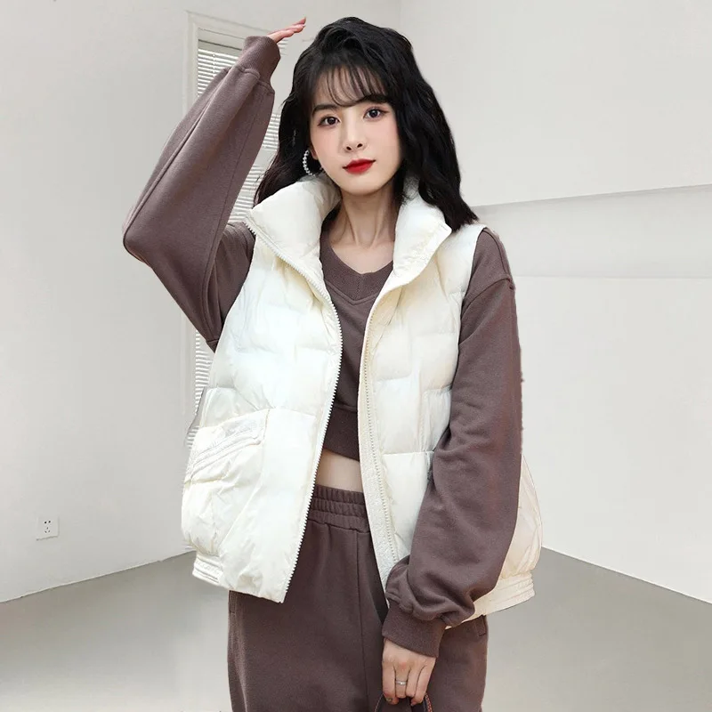 Duck Down Vest Women Fashion Short Sleeveless Down Padded Waistcoat Woman Winter Outerwear  куртка женская с капюшоном VT-364