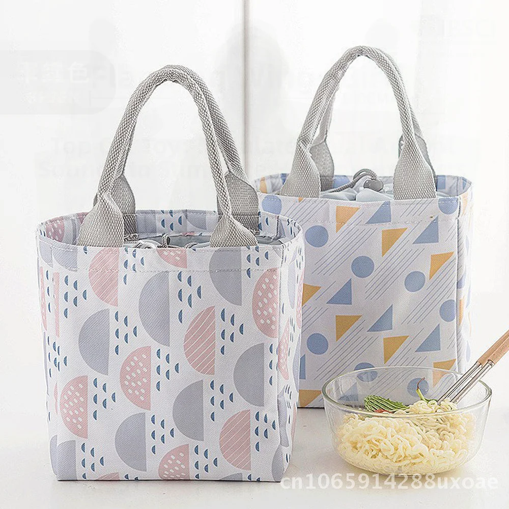 

Korean-Style Thickened Drawstring Lunch Bag Portable Insulated Cotton Linen Hand Carry Bag for Students Couples in Forest Stream