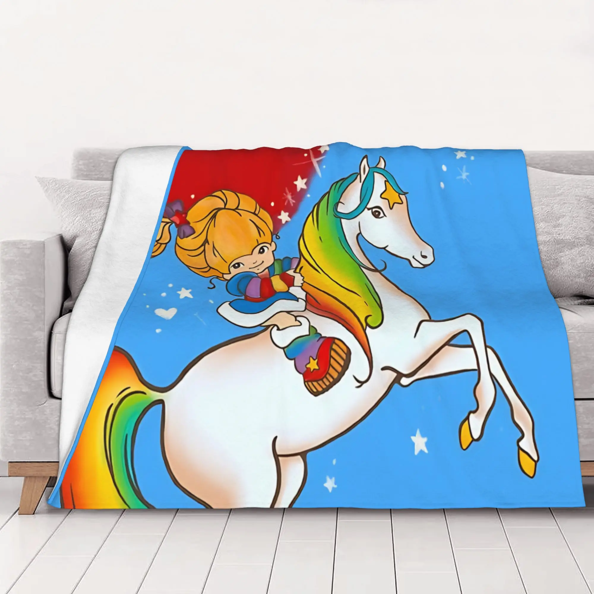 1PC Home Cute Room Decor nostalgic kid art  Blanket Throw Blanket R-Rainbow Brite Novelty Warm Blanket All Season