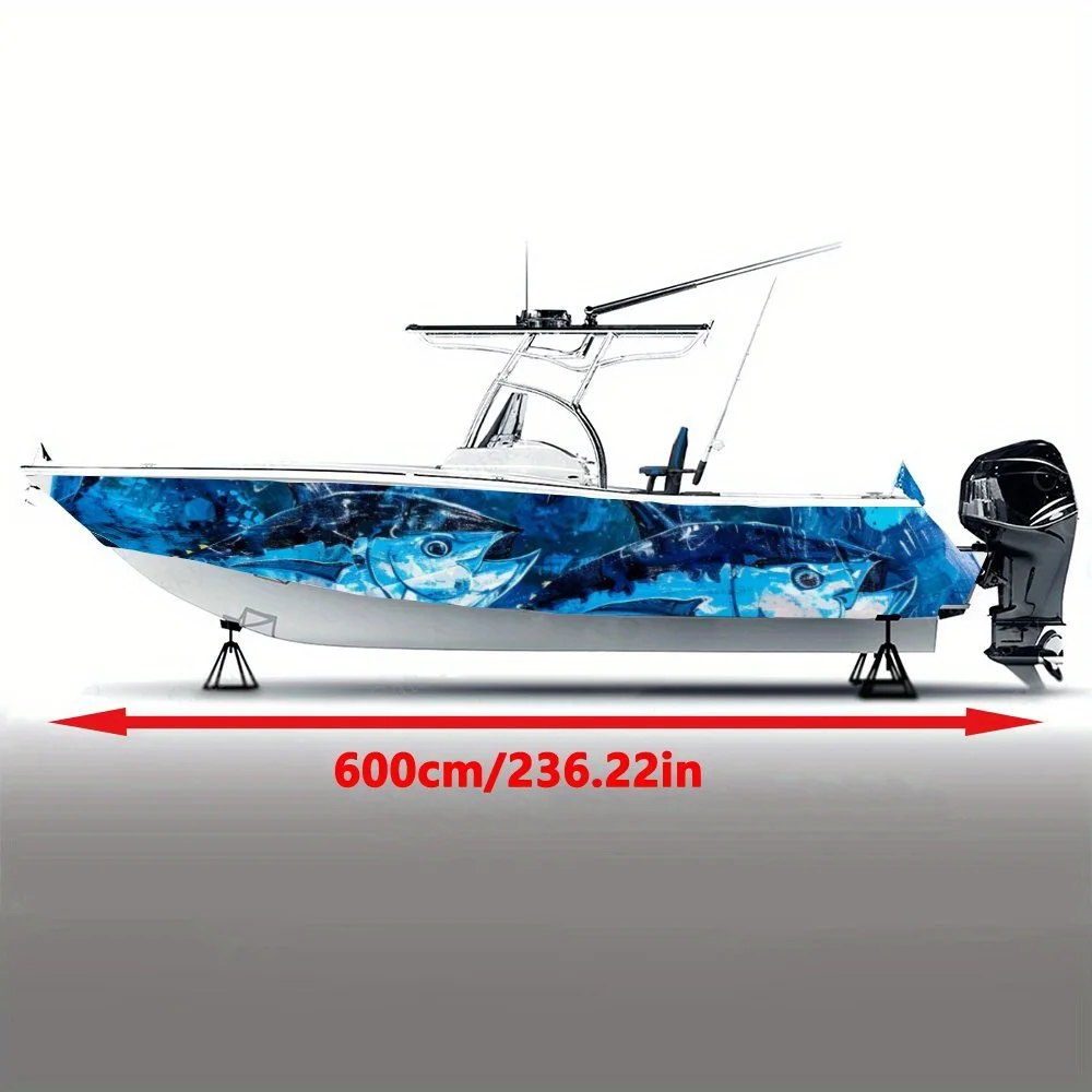 Blue Underwater Two Cute Tunas Beautiful Boat Sticker Vinyl Ship Pontoon Deck Boat Fishing Decorative Pontoon Boats Decal