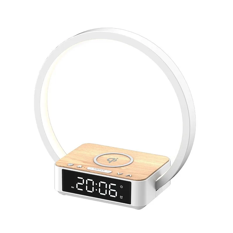 Multi‑Function LED Bedside Desk Lamp Wireless Phone Charger Smart Alarm Clock Night Light for Bedroom Night‑Time Use