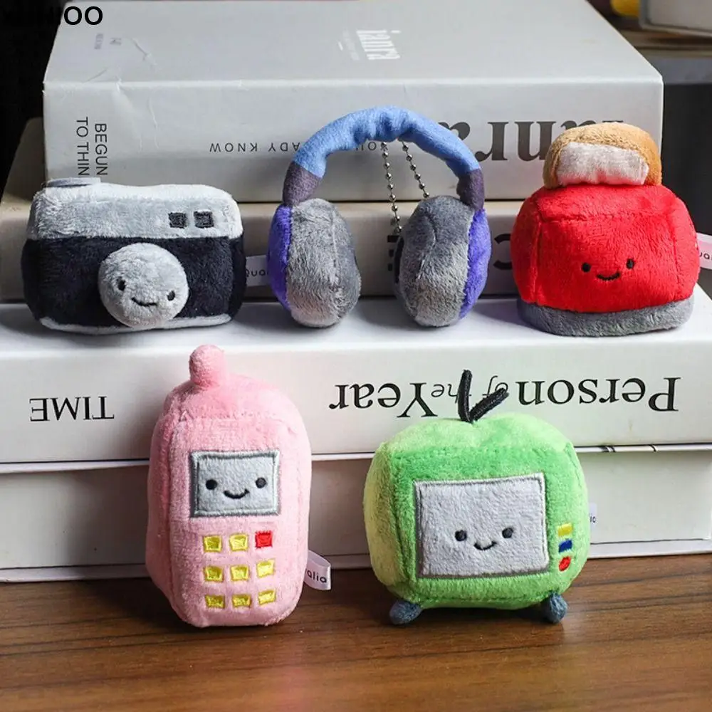 Cute Expression Home Appliance Plush Keychain Stuffed Doll Mini TV Set Camera Plush Doll Pendant Cartoon Little