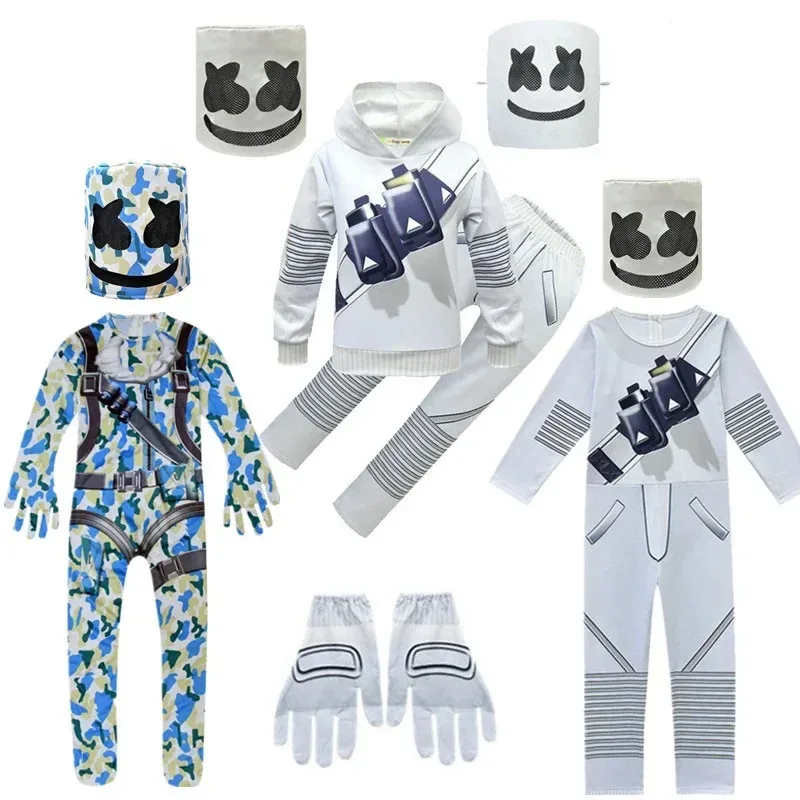 

Marshmallow Boys Girls Costumes Kids Clown Cosplay Clothes Halloween Christmas Costume Party Game Cosplay Fortnites Costume Suit