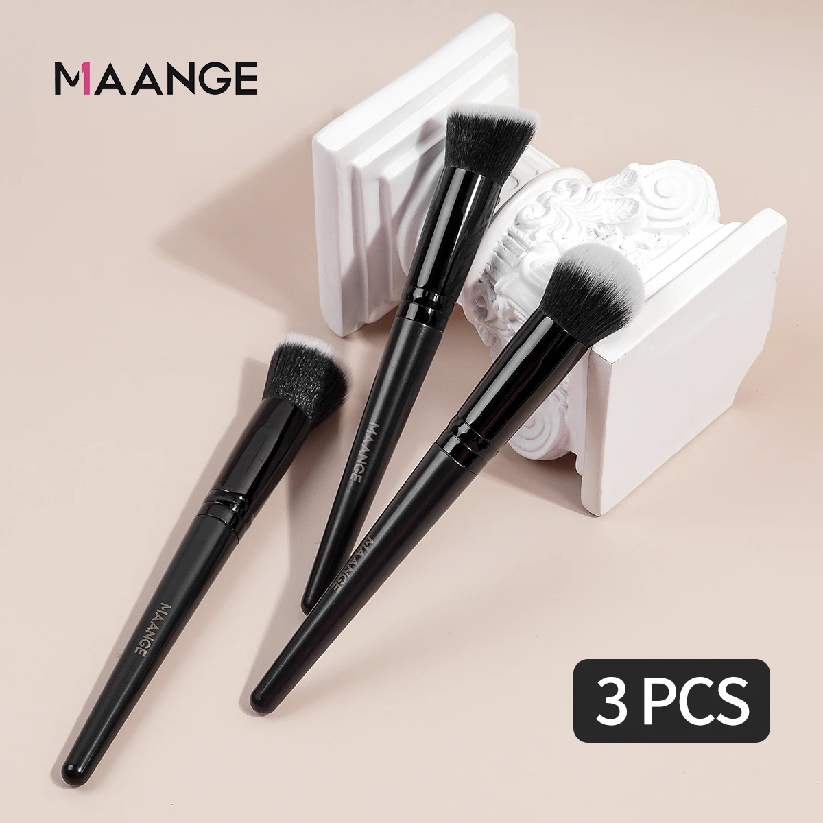 MAANGE 3PCS Makeup Brush Set Foundation Powder Blush Blending for Liquid Cream Blending Soft Bristle Cosmetic Beauty Tools