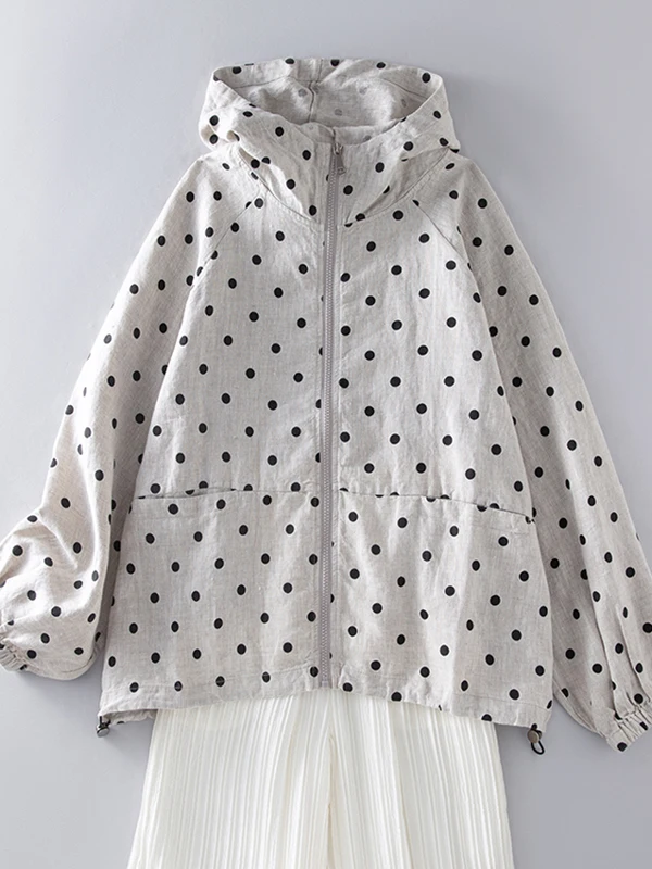 High-End Hooded Long Sleeve Short Jacket Women's Summer Loose Casual Thin Zipper Jacket Top Commute Style Regular Sleeve Design