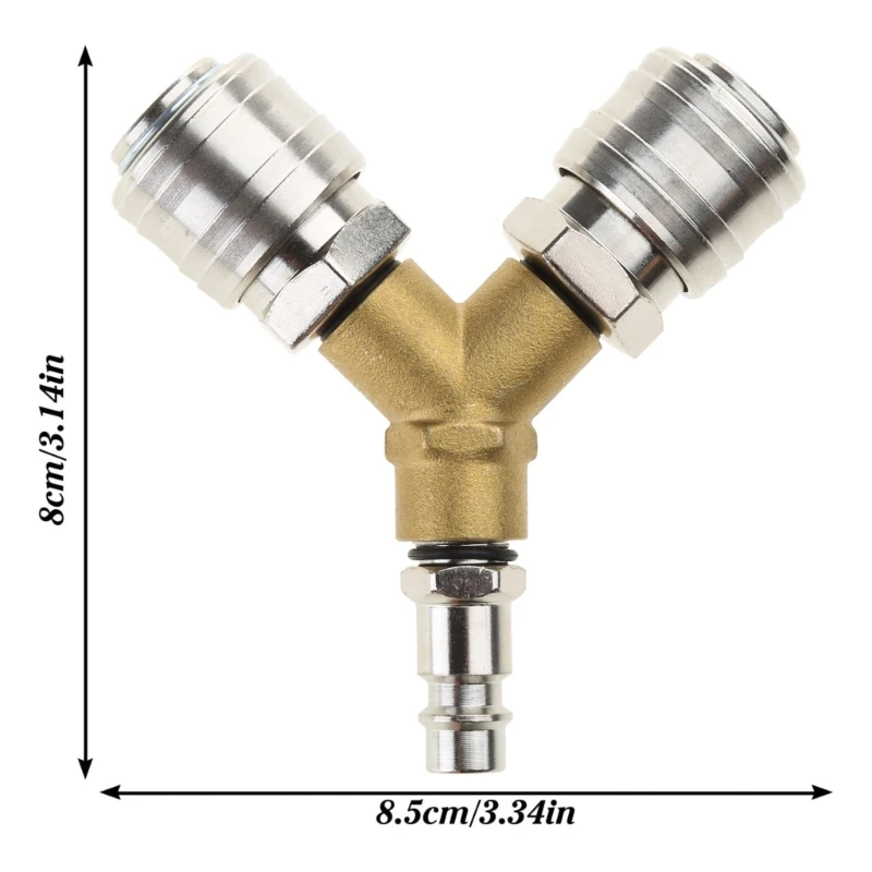 Industrial Grade Compressed Air Distributor Reliable Alloy Connector for Air Tools Two Couplings for Enhanced Efficiency