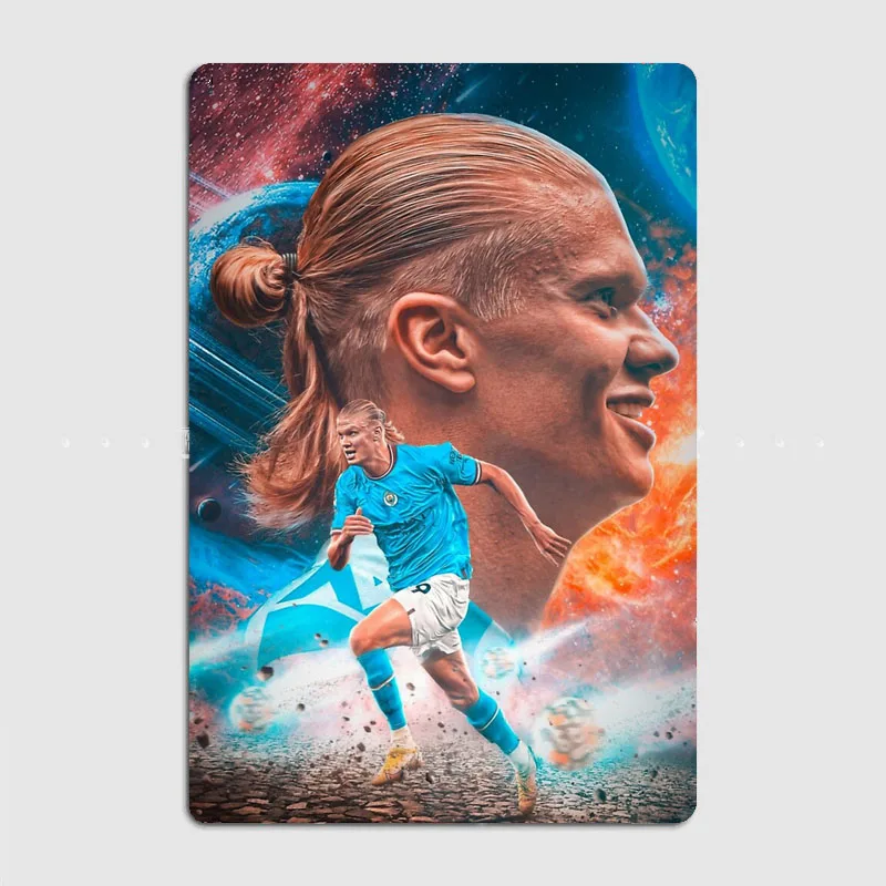 Erling Haaland Footbal Metal Poster Club Home Decorations Bar Cave Classic Plaques Tin Sign Posters Room Wall Decor Vintage