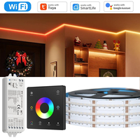 10M 20M Tuya WiFi COB RGB+CCT LED Strip 24V Dimmable Dotless Room Light Decor Tape Band RF Touch Remote f Alexa Google Assistant