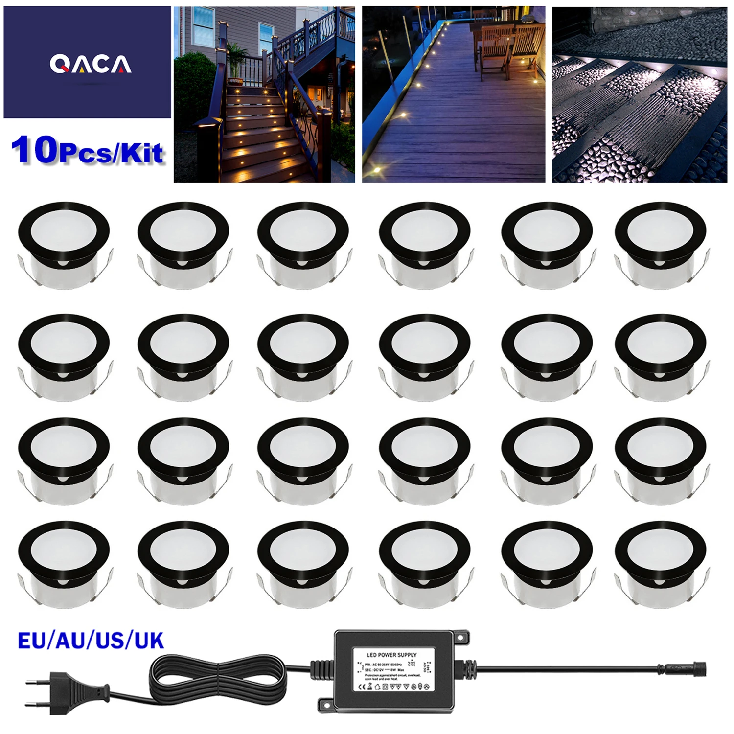 

Светодиодные светильники QACA, 30 шт., с LED-драйвером, водонепроницаемые, для наружного и внутреннего использования, встраиваемые, для патио и лестниц, DC12V, 0.6W, энергосберегающие