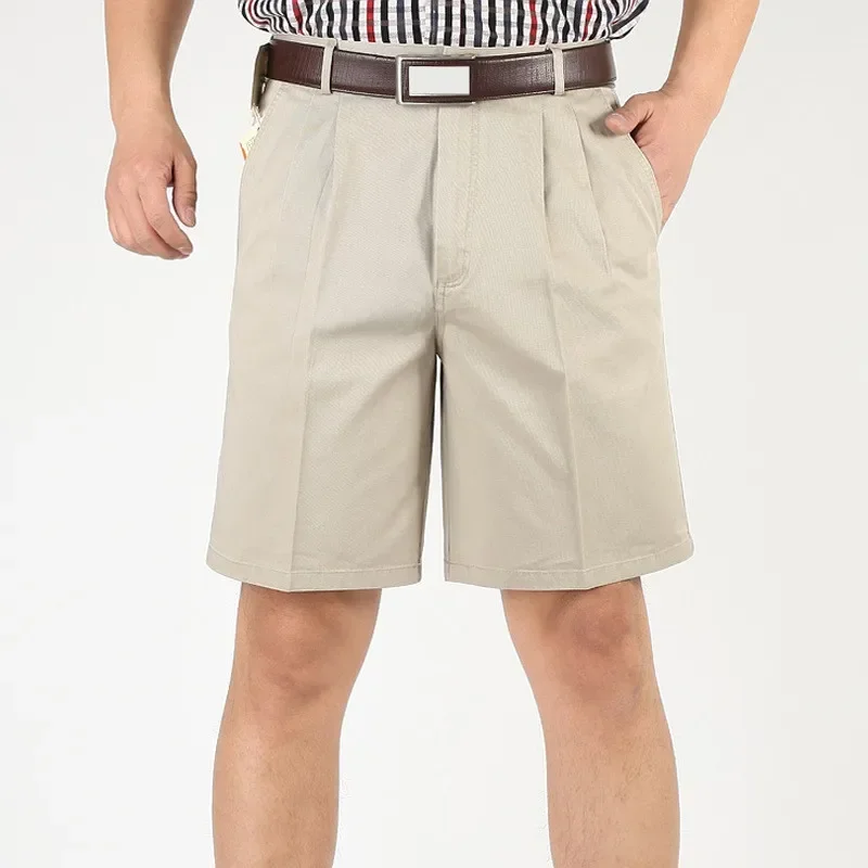 MRMT 2024 Brand New Summer Men's Cotton High Waist Loose Five-point Short Pants for Male Thin Middle-aged Casual Pants