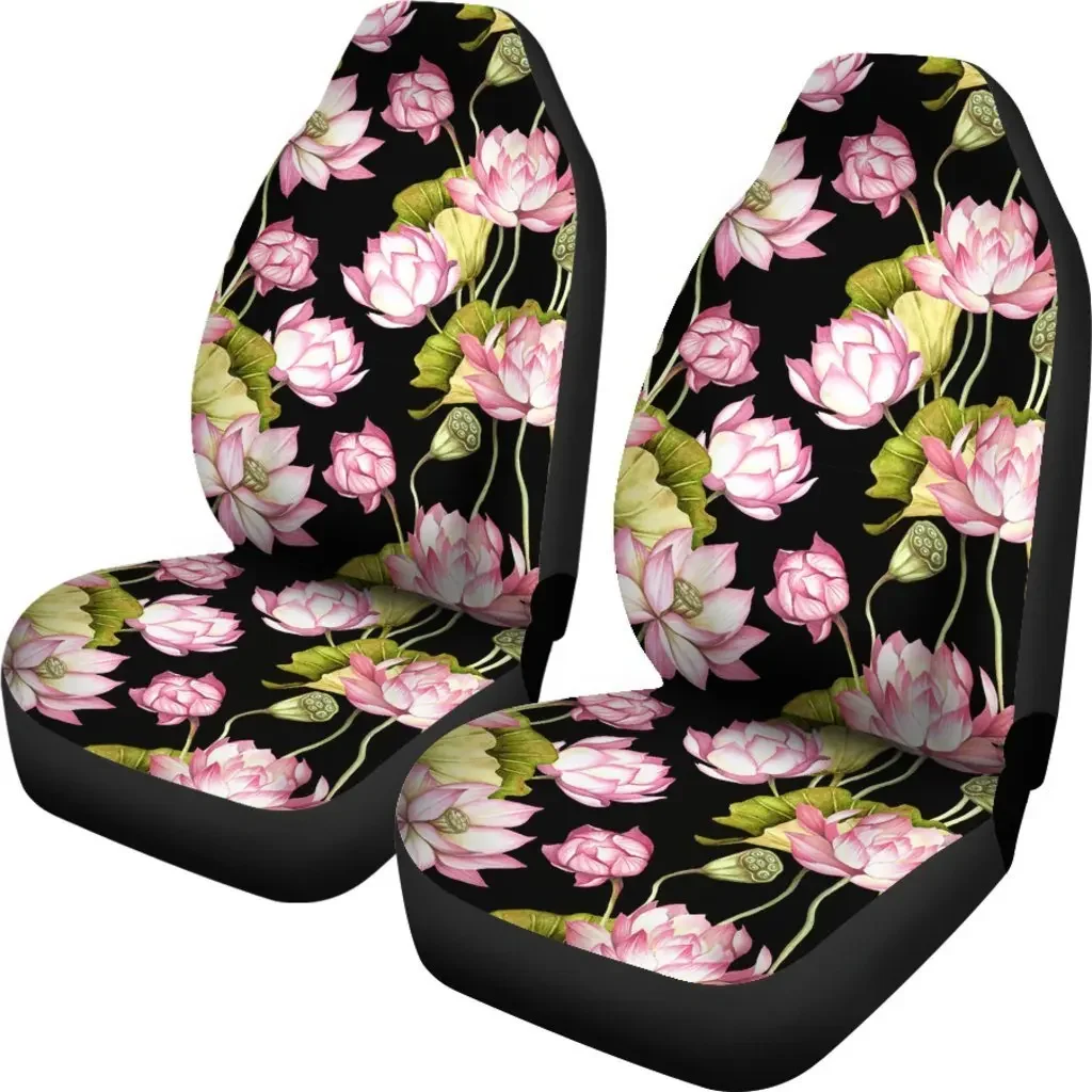 Print Pattern Lotus Seat Cover Car Seat Covers Set 2 Pc, Car Accessories Car Mats