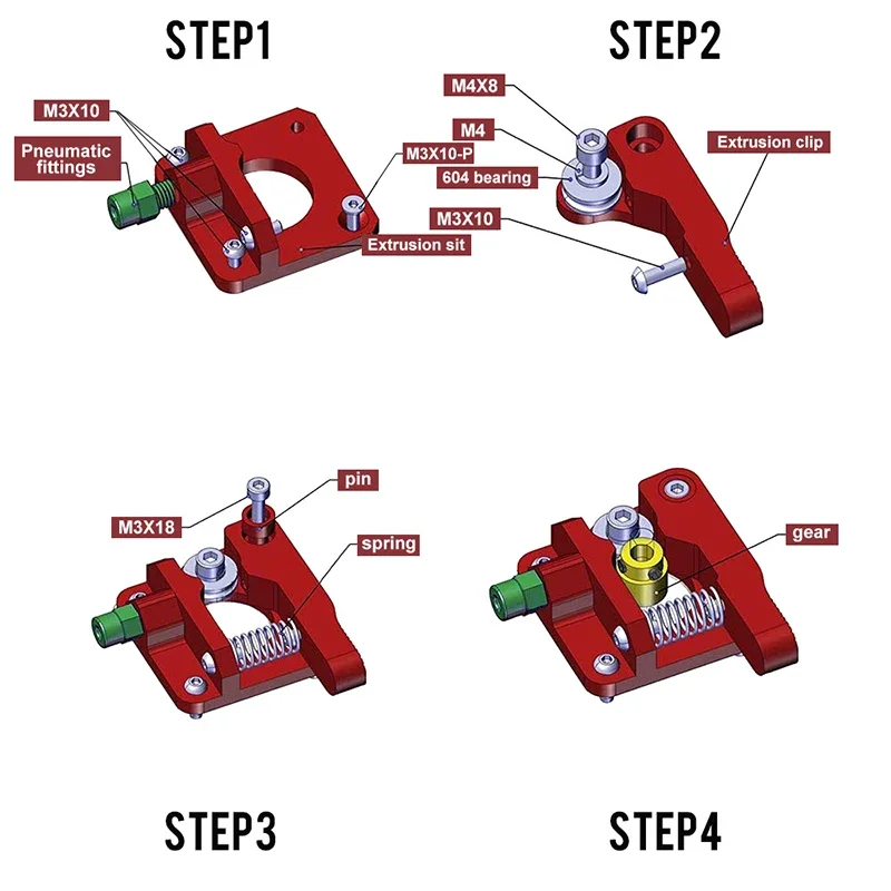 3D-Drucker-Zubehör: MK8 Extruder, CR8/CR10 Ferngesteuerter Vollmetall-Förderextruder für 1,75mm Materialien – Detail 6