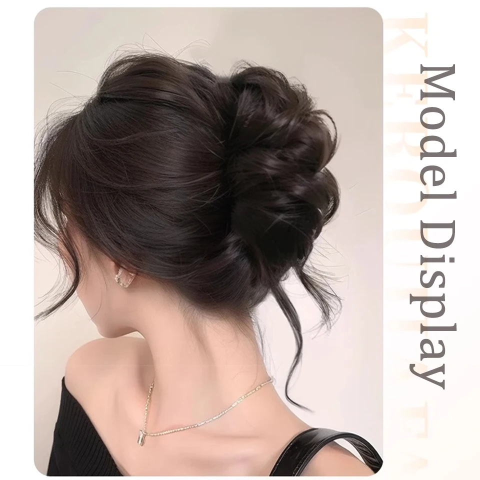 Clipe de garra bagunçado sintético para mulheres, bun scrunchie, extensão do pão, cabelo, rabo de cavalo natural, perucas femininas, acessórios de cabelo