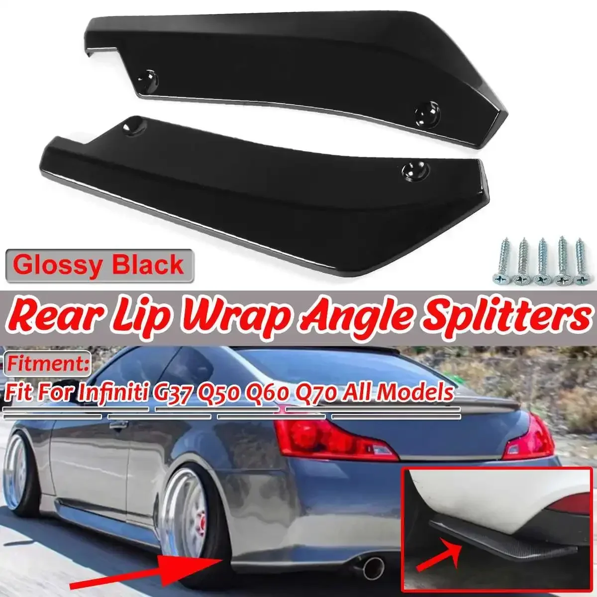 A Pair Universal Car Rear Bumper Lip Diffuser Protector For Infiniti Q50 Q60 Q70 G25 G37 For VW For Golf MK5 MK6 MK7 Body Kit