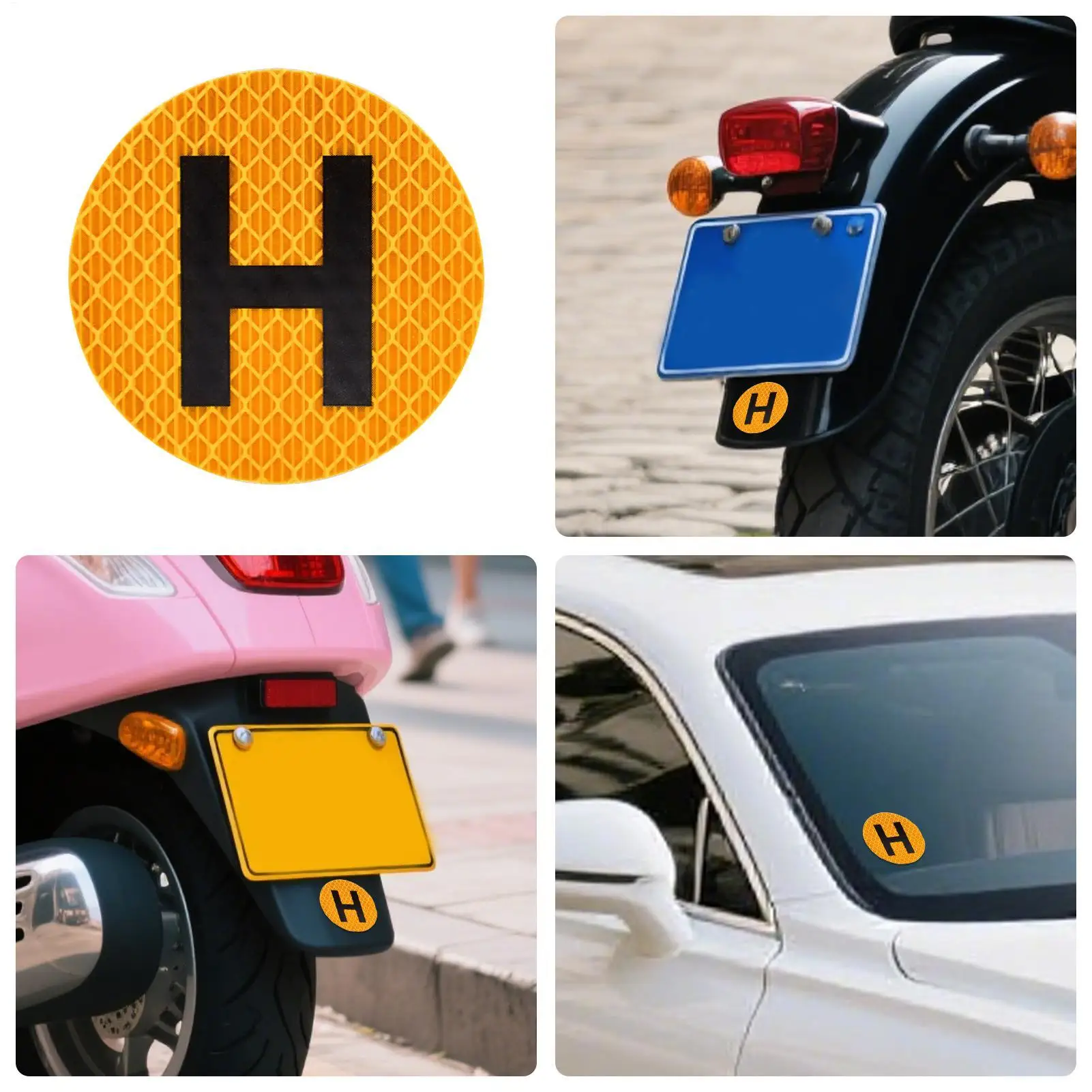 H Sign Magnetic Car Badge Historic Vehicle Sticker Reflective Windshield Decal for Auto Motorcycle Rear Panel Weather Resistant