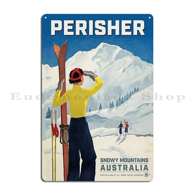 ملصق لوحة معدنية من Perisher Snowowy Mountains Australia لنادي حفلات السينما مخصص لغرفة المعيشة ملصق تسجيل القصدير #1