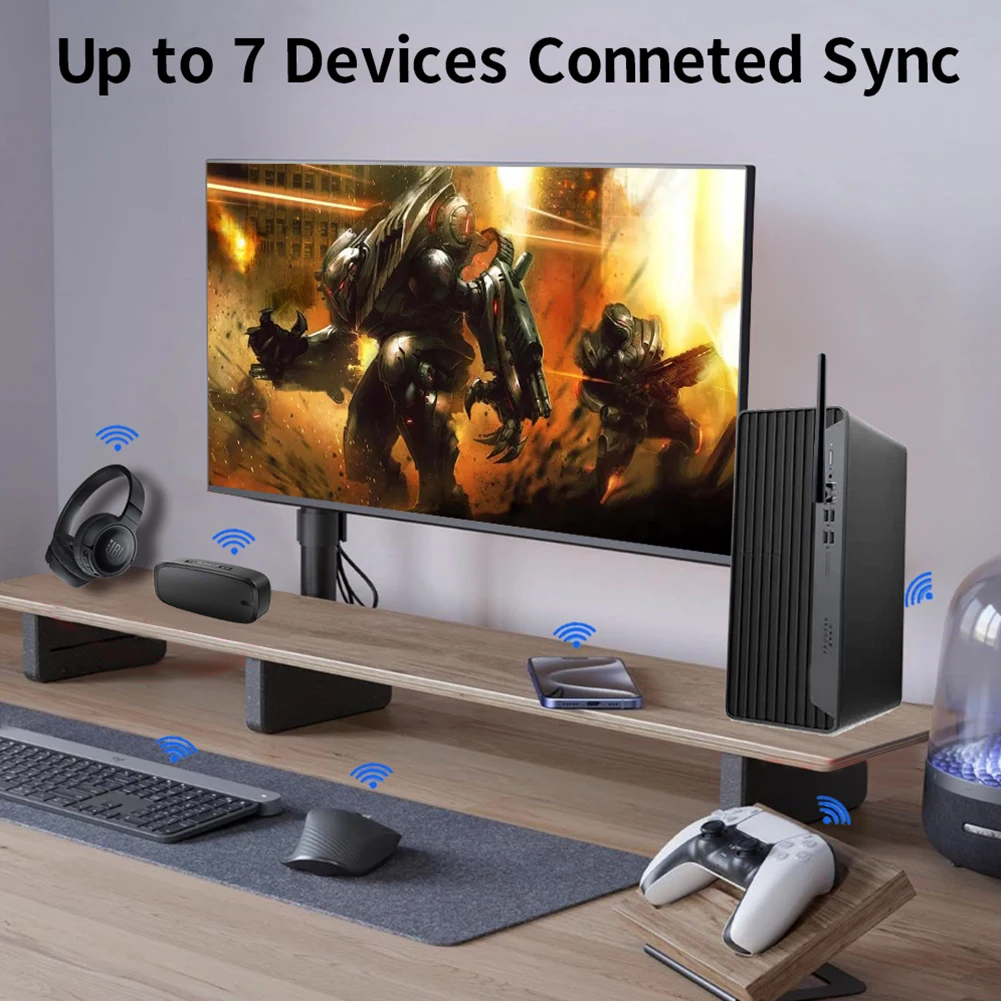 150M Long Range USB BT Dongle Supports Win11/10/8.1/7 USB BT Adapter with Antenna for PC Mouse Keyboard Headphones Speakers