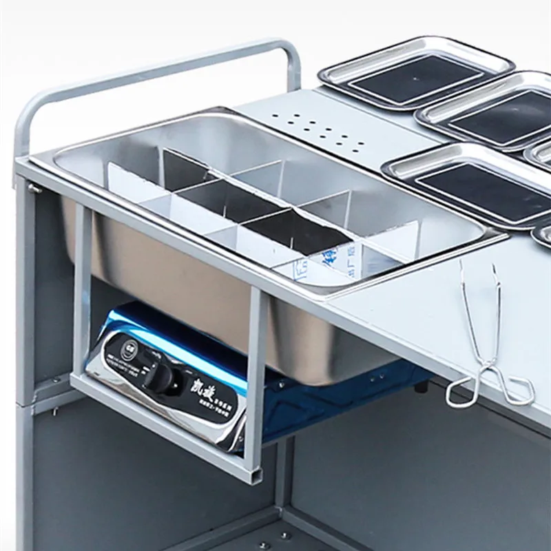 

stall gas frying barbecue iron pan Oden cooking Malatang carpet mobile snack cart