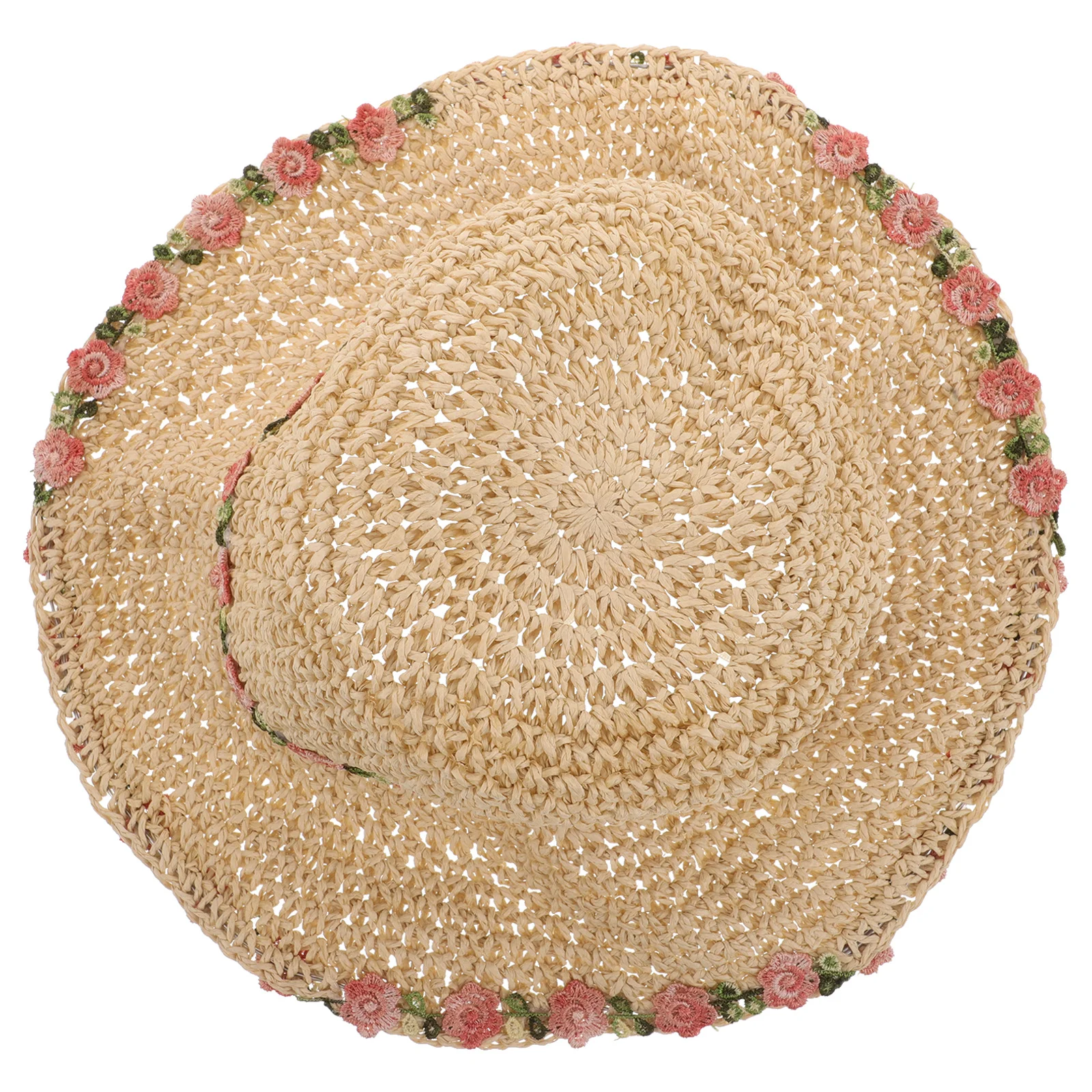 

Floral Foldable Woven Straw Hat Women Summer Vacation Beach Wide Brim Sun Protection Stylish Sun Hat Outdoor Travel