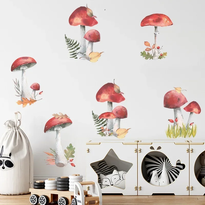 Cartoon Wall Stickers Fairy Forest Mushroom Plant Wall Sticker Decal Kids Room Nursery Art Mural for Home Bedroom Decoration
