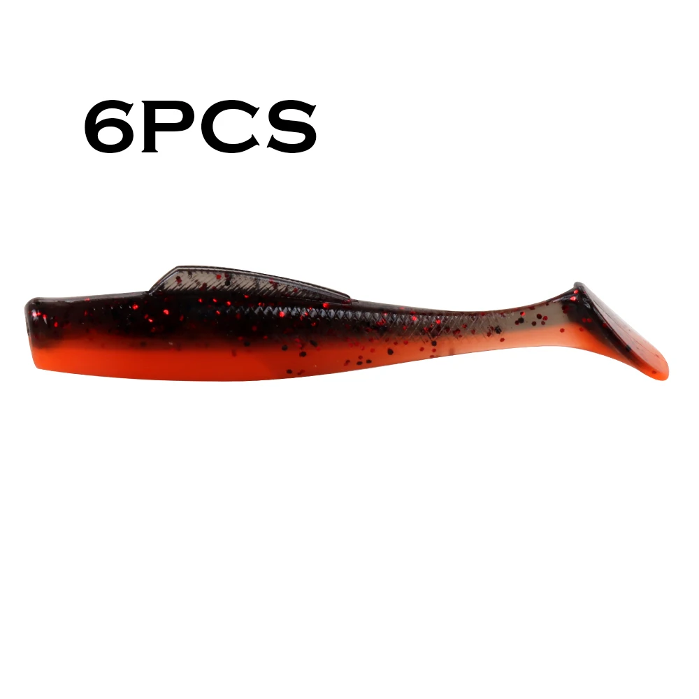 JOHNCOO 6pcsTPR Weiche Köder 80mm 4,8g Weiche Paddle Schwanz Swimbait Angeln Lockt Künstliche Silikon Köder Wobbler weiche Köder