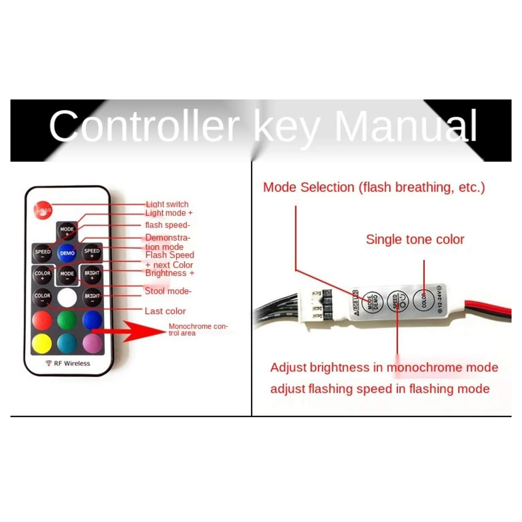 Controlador de efecto de iluminación de ventilador de computadora, Control de cable de equipo de ventilador RGB de 4 pines, 5 V, 3 pines/12 V, control remoto con encendido/apagado