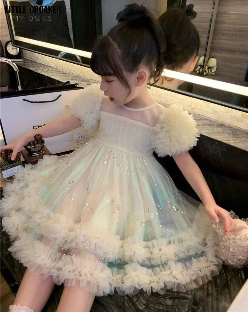 Pageant Formal Bridesmaid Dresses Girls Tulle Fluffy Wedding Princess Dress For Kids Elegant Children Birthday Party Prom Gown