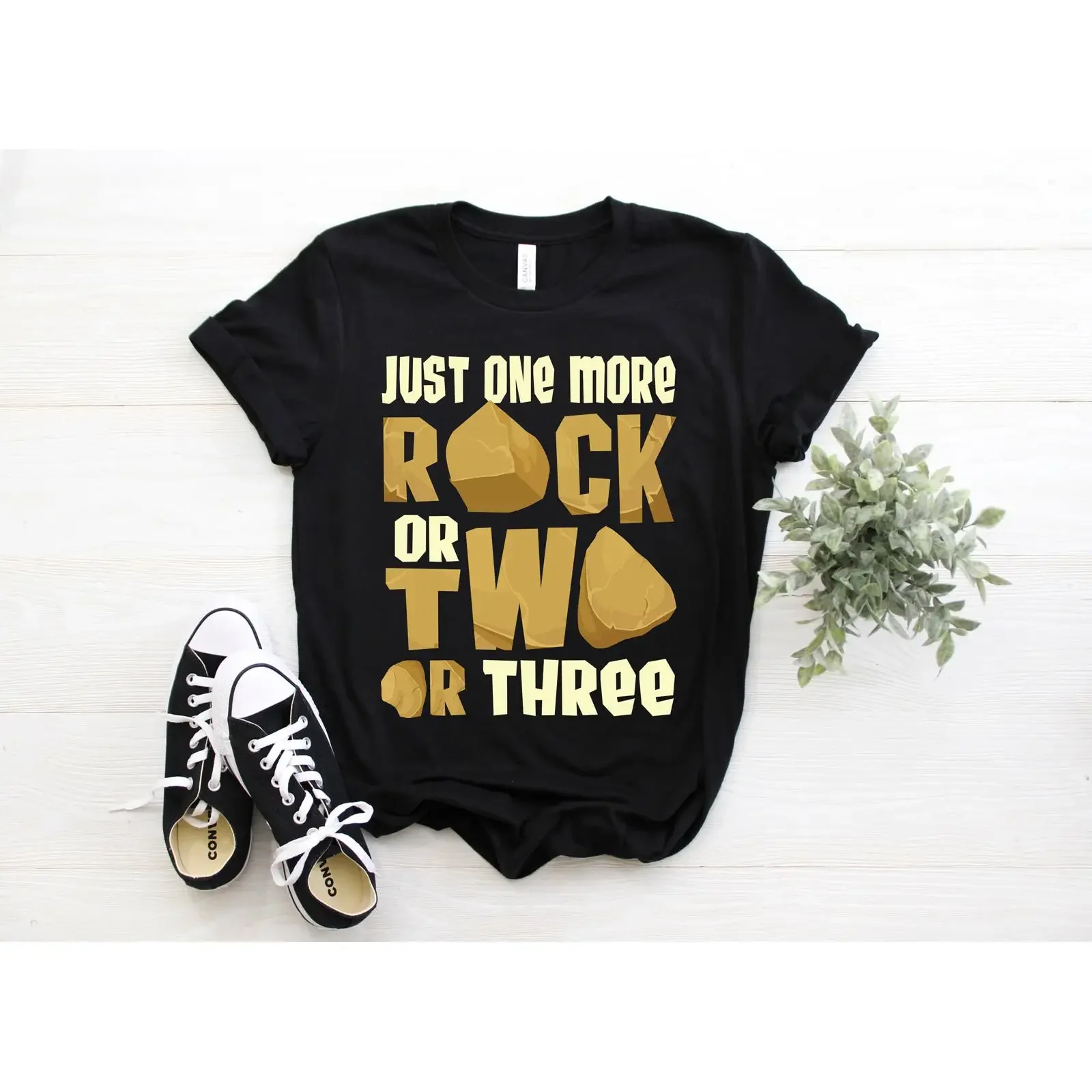 Just One More Rock Or Two Three Funny Geology Geologist Collector Mineral T Shirt vintage Washed graphic Top For Everyday Wear