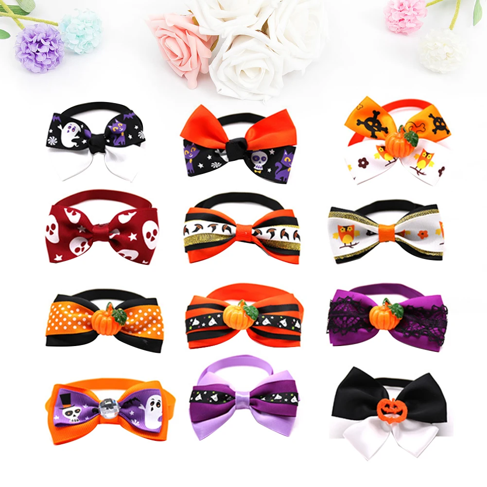 

12Pcs Puppy Cats Neckties Cat Dog Bow Tie Collar Dog Ties Dog Grooming Accessories for Halloween Festival