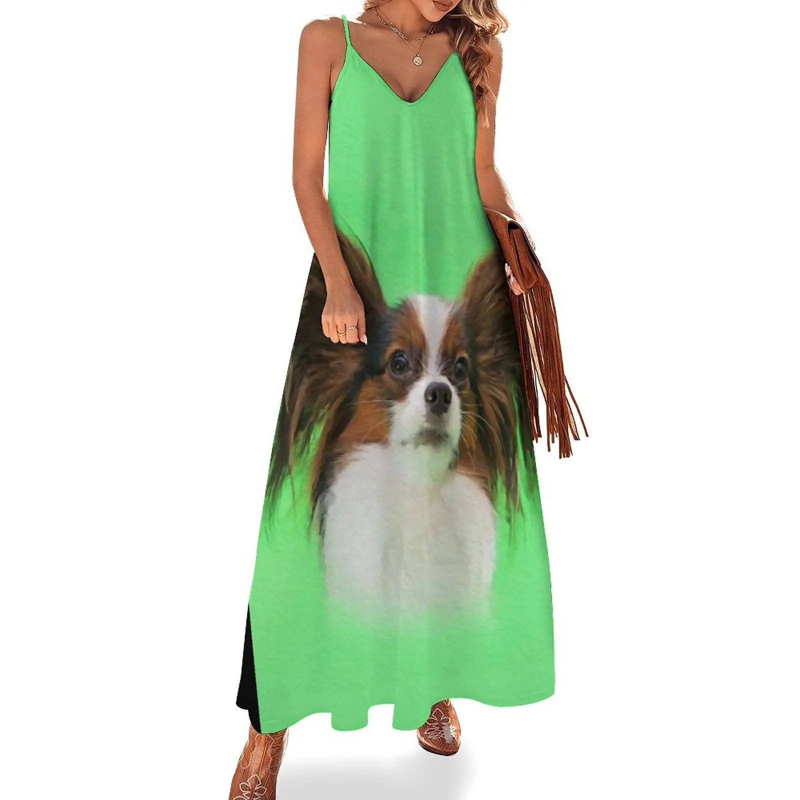 Papillon -Continental Toy Spaniel Sleeveless Dress Women's clothing dress dresses