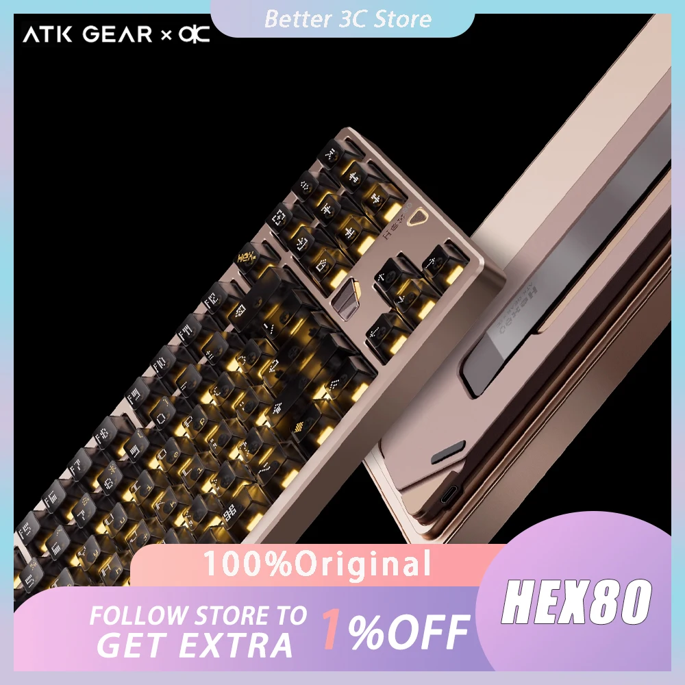 

ATK×QK HEX80 Mechanical Keyboard Magnetic Switch Aluminium Alloy 0.005mmRT 8K Wired Gaming Keyboard RGB Gasker Pc Gamer Gifts
