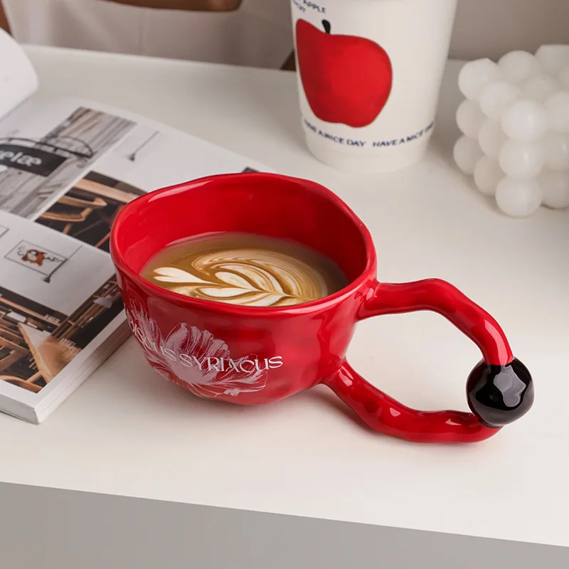 

Hand Squeeze Ball Handle Mug Coffee Cup Milk Tea Cup Creative Office Ceramic Water Cup ins Cup Nordic Home Decoration 280ml