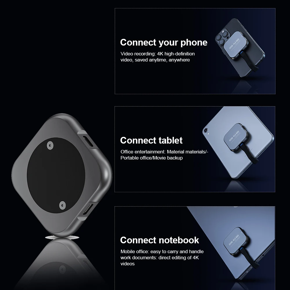 Magnetic 2230 M.2 NVMe SSD Enclosure 4K USB 3.2 Hard Drive Box USB-C for iPhone 16 15 Pro Max 10Gbps for MacBook/iPad Pro/Laptop