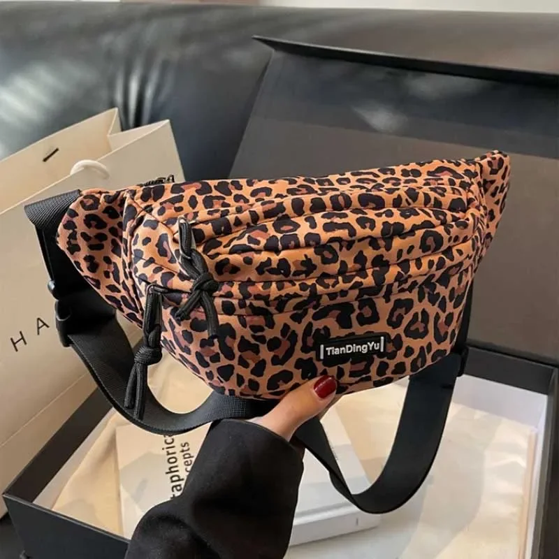 Vintage Leopard Printed Fanny Packs For Women Fashion Zebra Stripe Waist Bag Portable Female Waist Pack Lady Crossbody Chest Bag