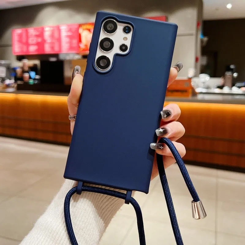 Lanyard Case For Samsung Galaxy S24 S23 S22 Ultra S25 Plus S21 FE A55 A35 A53 A54 A34 A14 Candy Shockproof Crossbody Strap Cover