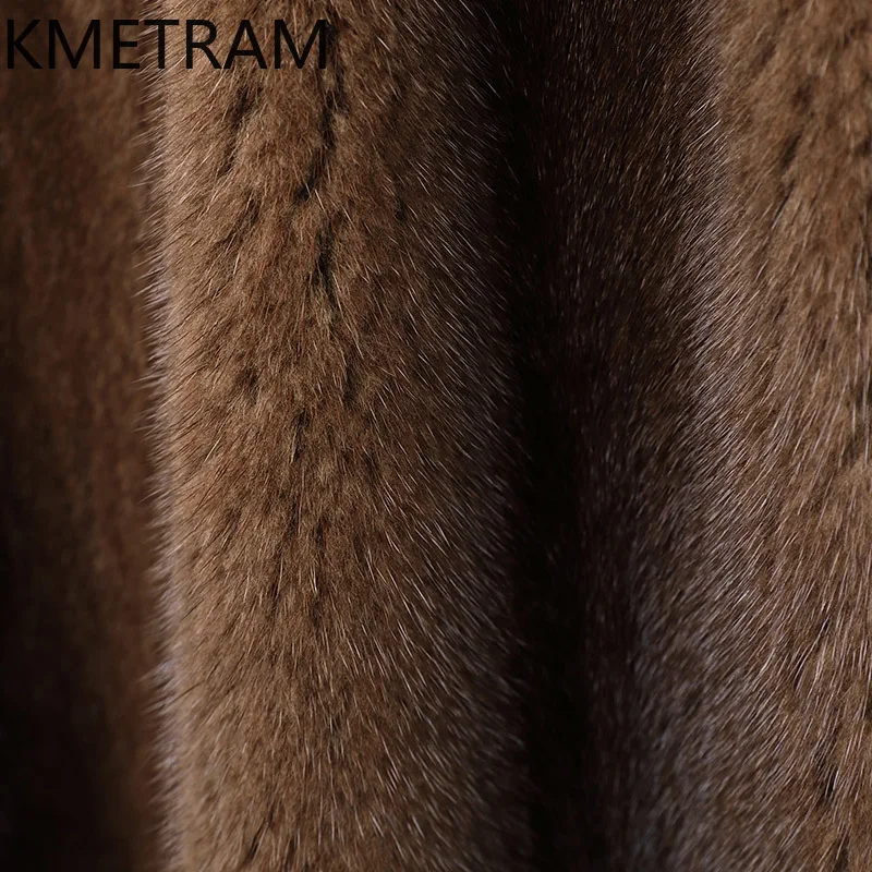 Real Mink Fur Coat Woman Luxury Brown Mid Length Fur Jacket High Quality Winter Women Clothing Furry Jackets 2025 шуба женская