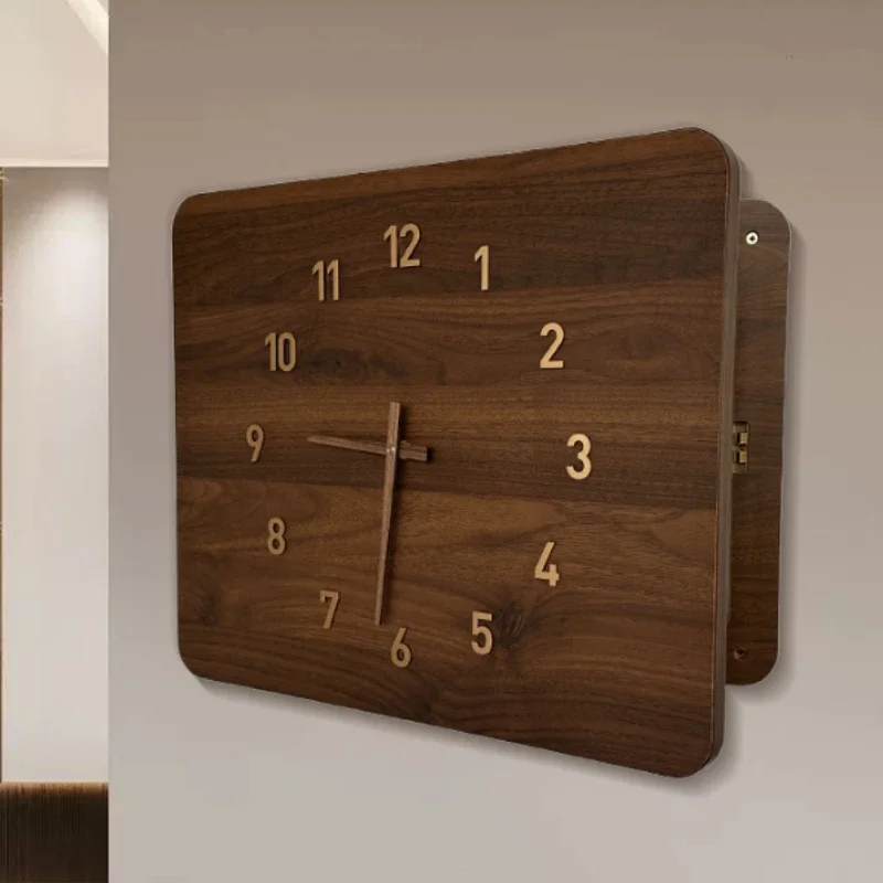 Walnut Electric Colour Meter Box Covering Decorative Wall Clock Retro Chinese-style Solid Wood Wall-mounted Creative Clock