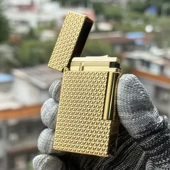 מציתי גז רטרו חיקוי עור תנין דפוס בוטאן מתנפחים אביזרי טבק להבה רכה סיגריות כלים למעשנים 8 best sales מצית רטרו - №5