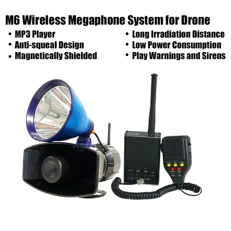 Foxtech M6 Wireless Drone Megaphone With Led Lamp for Search and Rescue