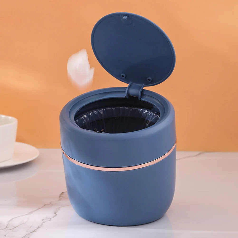 

Press Lid Desk Trash Can Small Desktop Waste Bin For Home Office Study Tabletop Lidded Garbage Container Multi-Function