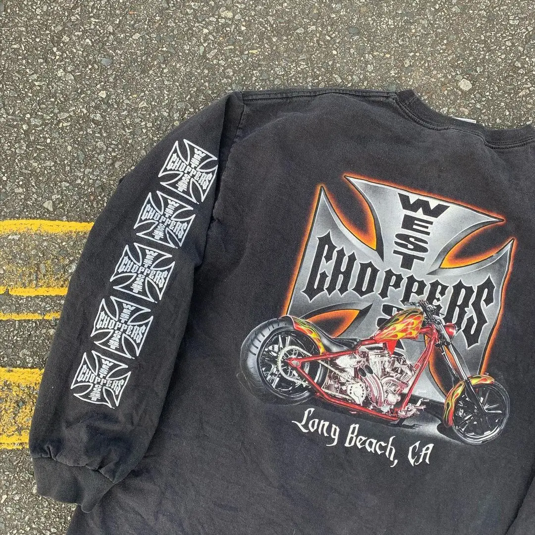 West Coast Choppers West Coast Machete Locomotive Wind Long Beach Vintage Blockbuster Long Sleeve T-Shirt