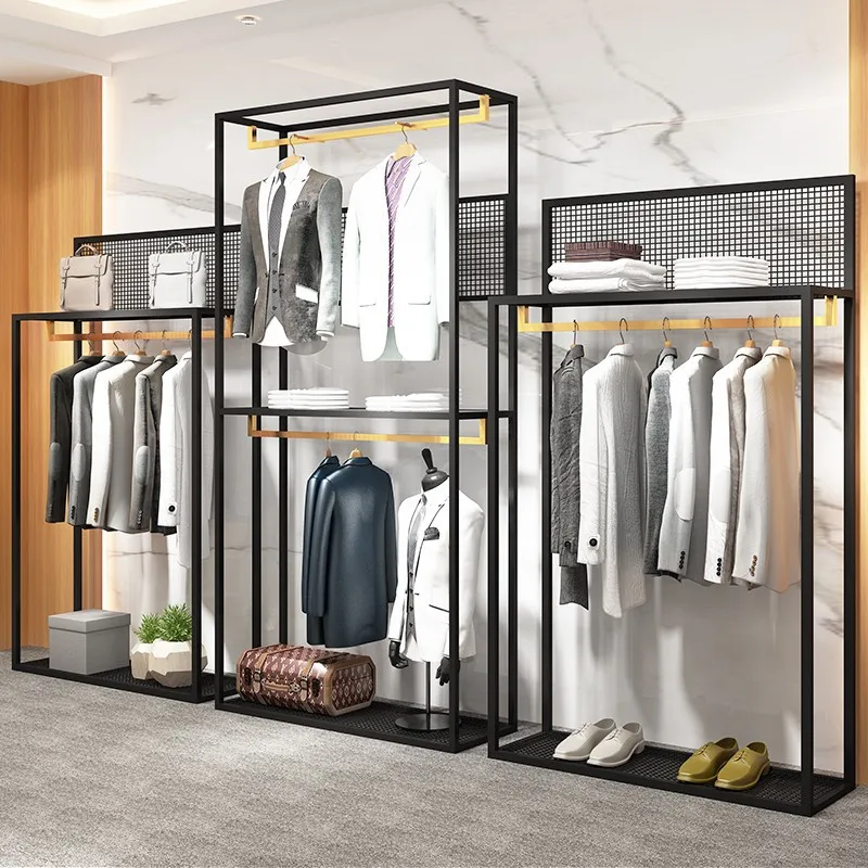 Wanjian store display stand men's clothing store suit special goods erection double-layer high cabinet hanging